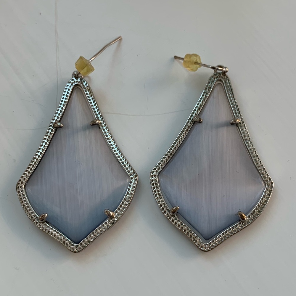 Kendra Scott Silver Earrings with Grey Stones